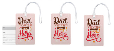 

100yellow Luggage Tags- Dad You’re My Hero Printed High Quality PVC Bag Tag with Silicon Strap- Gift For Father-Pack Of 3 Luggage Tag(Multicolor)