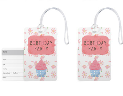 

100yellow Luggage Tags – Birthday Party Print Premium Gloss Finish PVC with Silicon Strap Bag Tag- Ideal For Gift-Pack Of 2 Luggage Tag(Multicolor)