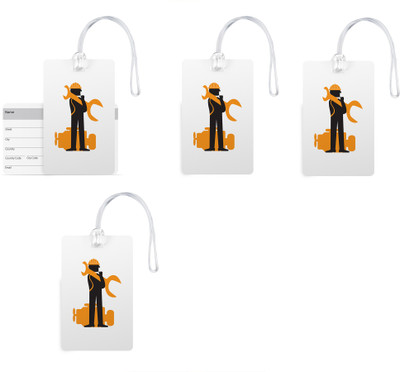 

100yellow Luggage Tags- Designer Print High Quality Gloss Finish PVC Bag Tag with Silicon Strap- Ideal For Gift-Pack Of 4 Luggage Tag(Multicolor)