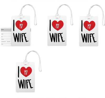 

100yellow Luggage Tags- I Love My Wife Printed High Quality PVC Tag with Silicon Strap- Ideal For Gift-Pack Of 4 Luggage Tag(Multicolor)