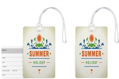 

100yellow Luggage Tags- Printed High Quality Gloss Finish PVC Bag Tag with Silicon Strap- Ideal For Travel-Pack Of 2 Luggage Tag(Multicolor)