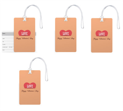 

100yellow Luggage Tags- Happy Valentine Day Printed High Quality PVC Tag with Silicon Strap- Ideal For Gift-Pack Of 4 Luggage Tag(Multicolor)