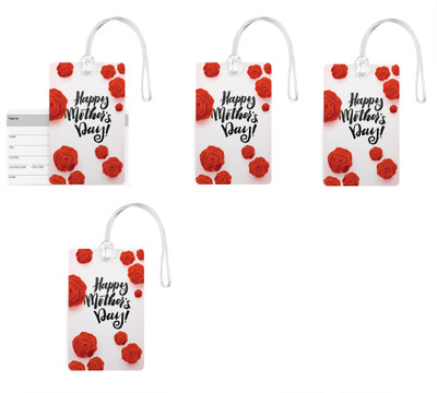 

100yellow Luggage Tags- Happy Mother’s Day Printed Fancy PVC Bag Tag with Silicon Strap- Gift For Mother-Pack Of 4 Luggage Tag(Multicolor)