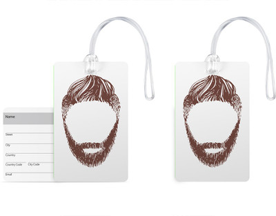 

100yellow Luggage Tags -Beard Print High Quality PVC with Silicon Strap Bag Tag - Great for Travel-Pack Of 2 Luggage Tag(Multicolor)