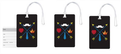 

100yellow Luggage Tags- Designer Printed Gloss Finish PVC Bag/Travel Tag with Silicon Strap- Gift For Father-Pack Of 3 Luggage Tag(Multicolor)