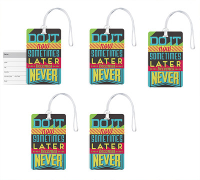 

100yellow Luggage Tags- Motivational Printed Gloss Finish PVC Bag Tag with Silicon Strap- Ideal For Travel-Pack Of 5 Luggage Tag(Multicolor)