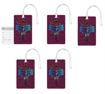 

100yellow Luggage Tags- Lord Shiva Printed Gloss Finish PVC Bag Tag with Silicon Strap- Ideal For Travel-Pack Of 5 Luggage Tag(Multicolor)