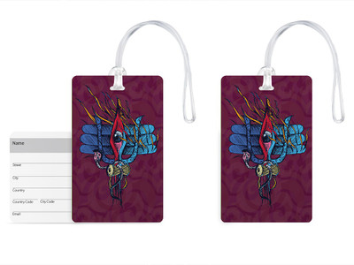 

100yellow Luggage Tags- Lord Shiva Printed Gloss Finish PVC Bag Tag with Silicon Strap- Ideal For Travel-Pack Of 2 Luggage Tag(Multicolor)
