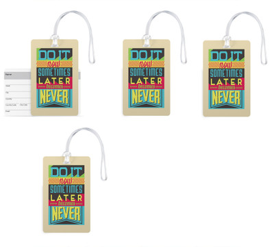 

100yellow Luggage Tags- Motivational Printed Gloss Finish PVC Bag Tag with Silicon Strap- Ideal For Travel-Pack Of 4 Luggage Tag(Multicolor)