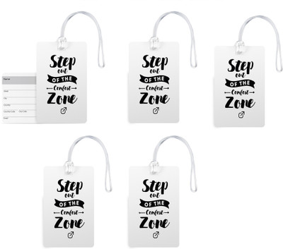 

100yellow Luggage Tags- Quote Printed Designer Gloss Finish PVC Bag Tag with Silicon Strap- Ideal For Travel-Pack Of 5 Luggage Tag(Multicolor)