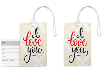 

100yellow Luggage Tags- I Love You Print Gloss Finish PVC Travel Tag with Silicon Strap- Ideal For Gift-Pack Of 2 Luggage Tag(Multicolor)