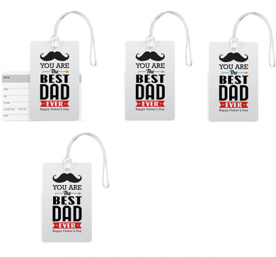 

100yellow Luggage Tags- You Are The Best Dad Ever Print Gloss Finish PVC Bag Tag with Silicon Strap- Gift For Father-Pack Of 4 Luggage Tag(Multicolor)