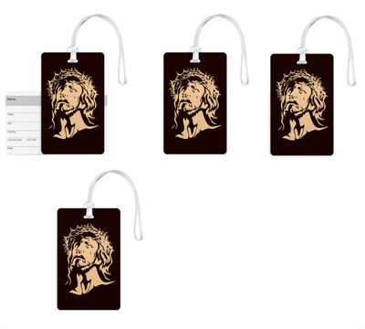 

100yellow Luggage Tags- Lord Jesus Print High Quality PVC Tag with Silicon Strap- Ideal For Travel-Pack Of 4 Luggage Tag(Multicolor)