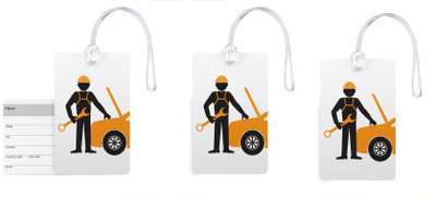 

100yellow Luggage Tags- Printed High Quality Gloss Finish PVC Bag Tag with Silicon Strap- Ideal For Travel-Pack Of 3 Luggage Tag(Multicolor)