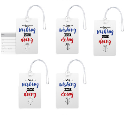 

100yellow Luggage Tags- Inspirational Printed Gloss Finish PVC Bag Tag with Silicon Strap- Ideal For Travel-Pack Of 5 Luggage Tag(Multicolor)