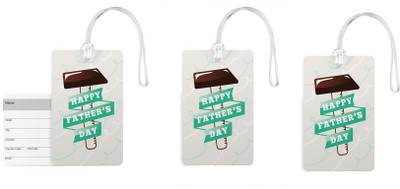 

100yellow Luggage Tags- Happy Father’s Day Print Gloss Finish PVC Bag Tag with Silicon Strap- Gift For Father-Pack Of 3 Luggage Tag(Multicolor)