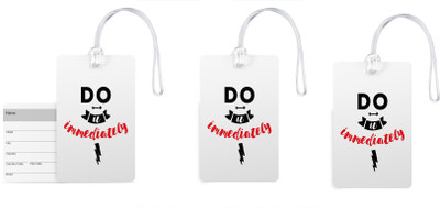 

100yellow Luggage Tags- Quote Printed Designer Gloss Finish PVC Bag Tag with Silicon Strap- Ideal For Travel-Pack Of 3 Luggage Tag(Multicolor)
