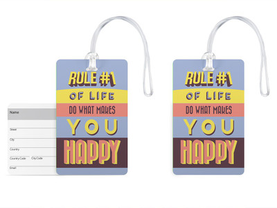 

100yellow Luggage Tags- Motivational Print High Quality PVC Bag Tag with Silicon Strap- Ideal For Travel-Pack Of 2 Luggage Tag(Multicolor)