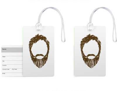 

100yellow Luggage Tags- Designer Beard Print PVC Bag Tag with Silicon Straps Address Label-Pack Of 2 Luggage Tag(Multicolor)