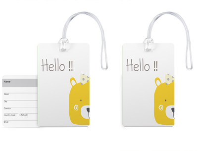 

100yellow Luggage Tags- Designer Printed High Quality Gloss Finish PVC Bag Tag with Silicon Strap- Ideal For Travel-Pack Of 2 Luggage Tag(Multicolor)