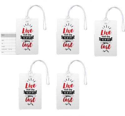 

100yellow Luggage Tags- Motivational Print High Quality PVC Bag Tag with Silicon Strap- Ideal For Travel-Pack Of 5 Luggage Tag(Multicolor)