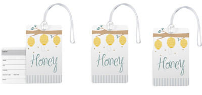 

100yellow Luggage Tags- Honey Printed High Quality Gloss Finish PVC Bag Tag with Silicon Strap- Ideal For Travel-Pack Of 3 Luggage Tag(Multicolor)