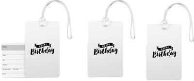 

100yellow Luggage Tags -Happy Birthday Print High Quality PVC Bag Tag with Silicon Strap- Ideal For Gift-Pack Of 3 Luggage Tag(Multicolor)