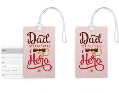 

100yellow Luggage Tags- Dad You’re My Hero Printed High Quality PVC Bag Tag with Silicon Strap- Gift For Father-Pack Of 2 Luggage Tag(Multicolor)