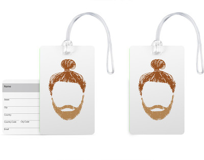 

100yellow Luggage Tags -Beard Print Designer PVC with Silicon Strap Bag Tag – Ideal for Holiday-Pack Of 2 Luggage Tag(Multicolor)