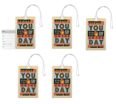 

100yellow Luggage Tags- Inspirational Printed Gloss Finish PVC Bag Tag with Silicon Strap- Ideal For Travel-Pack Of 5 Luggage Tag(Multicolor)