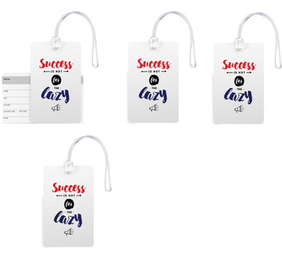 

100yellow Luggage Tags- Motivational Printed Gloss Finish PVC Bag Tag with Silicon Strap- Ideal For Travel-Pack Of 4 Luggage Tag(Multicolor)
