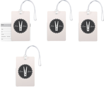 

100yellow Luggage Tags- Designer Print High Quality Gloss Finish PVC Bag Tag with Silicon Strap- Ideal For Gift-Pack Of 4 Luggage Tag(Multicolor)