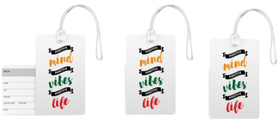 

100yellow Luggage Tags- Quote Printed Designer Gloss Finish PVC Bag Tag with Silicon Strap- Ideal For Travel-Pack Of 3 Luggage Tag(Multicolor)