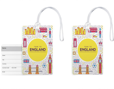 

100yellow Luggage Tags- Printed PVC Baggage/Bag Tag with Silicon Strap Address Label- Ideal For Travel-Pack Of 2 Luggage Tag(Multicolor)