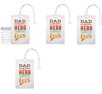 

100yellow Luggage Tags- Designer Printed Gloss Finish PVC Bag/Travel Tag with Silicon Strap- Gift For Father-Pack Of 4 Luggage Tag(Multicolor)