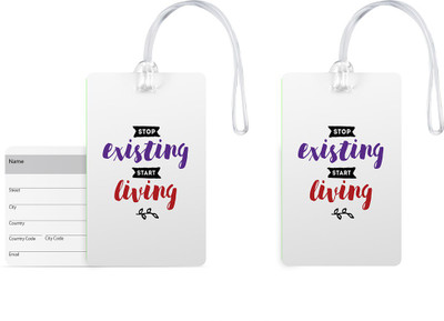 

100yellow Luggage Tags- Inspirational Printed Gloss Finish PVC Bag Tag with Silicon Strap- Ideal For Travel-Pack Of 2 Luggage Tag(Multicolor)