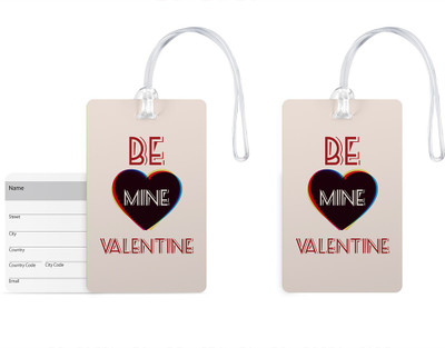 

100yellow Luggage Tags- Be My Valentine Print High Quality PVC Tag with Silicon Strap- Ideal For Travel-Pack Of 2 Luggage Tag(Multicolor)