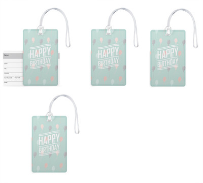 

100yellow Designer Luggage Tag- Happy Birthday Print PVC Bag Tag with Silicon Strap- Ideal For Gift-Pack Of 4 Luggage Tag(Multicolor)