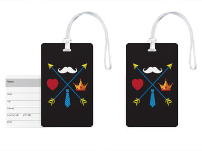 

100yellow Luggage Tags- Designer Printed Gloss Finish PVC Bag/Travel Tag with Silicon Strap- Gift For Father-Pack Of 2 Luggage Tag(Multicolor)