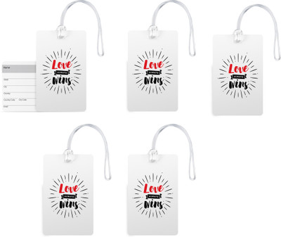 

100yellow Luggage Tags- Love Always Wins Print High Quality PVC Tag with Silicon Strap- Ideal For Gift-Pack Of 5 Luggage Tag(Multicolor)