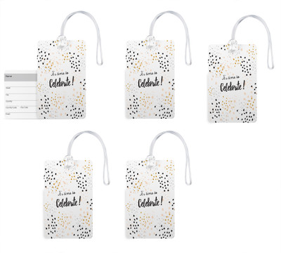 

100yellow Luggage Tags Printed Gloss Premium PVC Bag Tag with Silicon Strap By 100yellow- Ideal For Gift-Pack Of 5 Luggage Tag(Multicolor)