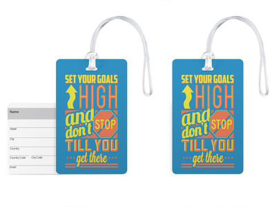 

100yellow Luggage Tags- Motivational Printed Gloss Finish PVC Bag Tag with Silicon Strap- Ideal For Travel-Pack Of 2 Luggage Tag(Multicolor)