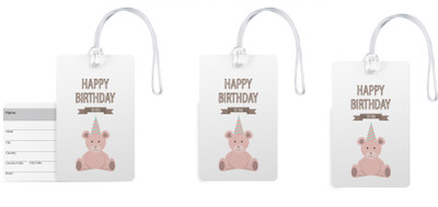 

100yellow Happy Birthday To You Print PVC Travel/Luggage/Bag Tag with Silicon Strap- Ideal For Gift-Pack Of 3 Luggage Tag(Multicolor)