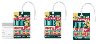 

100yellow Luggage Tags- Motivational Print High Quality PVC Bag Tag with Silicon Strap- Ideal For Travel-Pack Of 3 Luggage Tag(Multicolor)