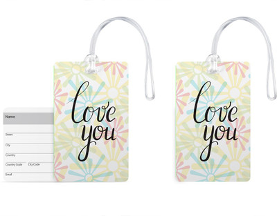 

100yellow Luggage Tags- Love You Printed PVC Tag with Silicon Strap- Ideal For Gift-Pack Of 2 Luggage Tag(Multicolor)