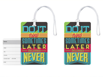 

100yellow Luggage Tags- Motivational Printed Gloss Finish PVC Bag Tag with Silicon Strap- Ideal For Travel-Pack Of 2 Luggage Tag(Multicolor)