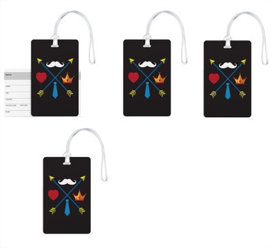 

100yellow Luggage Tags- Designer Printed Gloss Finish PVC Bag/Travel Tag with Silicon Strap- Gift For Father-Pack Of 4 Luggage Tag(Multicolor)