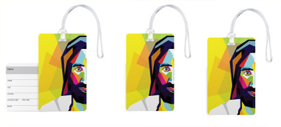 

100yellow Luggage Tags- Lord Jesus Print Gloss Finish PVC Tag with Silicon Strap- Ideal For Gift-Pack Of 3 Luggage Tag(Multicolor)