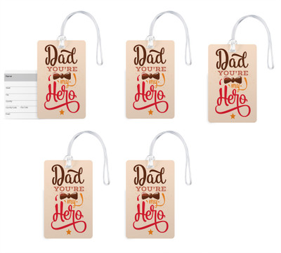 

100yellow Luggage Tags- Dad You’re My Hero Print High Quality PVC Bag/Travel Tag with Silicon Strap- Gift For Father-Pack Of 5 Luggage Tag(Multicolor)