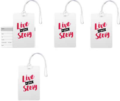 

100yellow Luggage Tags- Motivational Printed Gloss Finish PVC Bag Tag with Silicon Strap- Ideal For Travel-Pack Of 4 Luggage Tag(Multicolor)